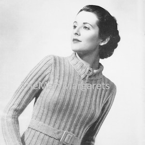 1930s belted sweater knitting pattern