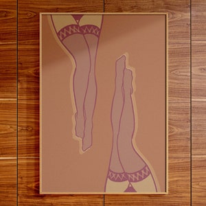 Female Line Drawing | Body Positive Art | Coquette Room Decor | Mid Century Modern Wall Art Large | Dopamine Decor