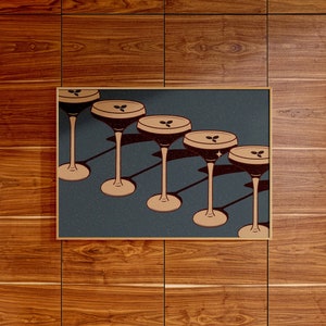 Espresso Martini Poster | Bar Cart Print | Minimalist Apartment Decor Aesthetic | Mid Century Modern Large Wall Art | Cocktail Wall