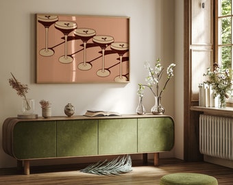 Impresión artística de Espresso Martini: Decoración minimalista para carrito de bar