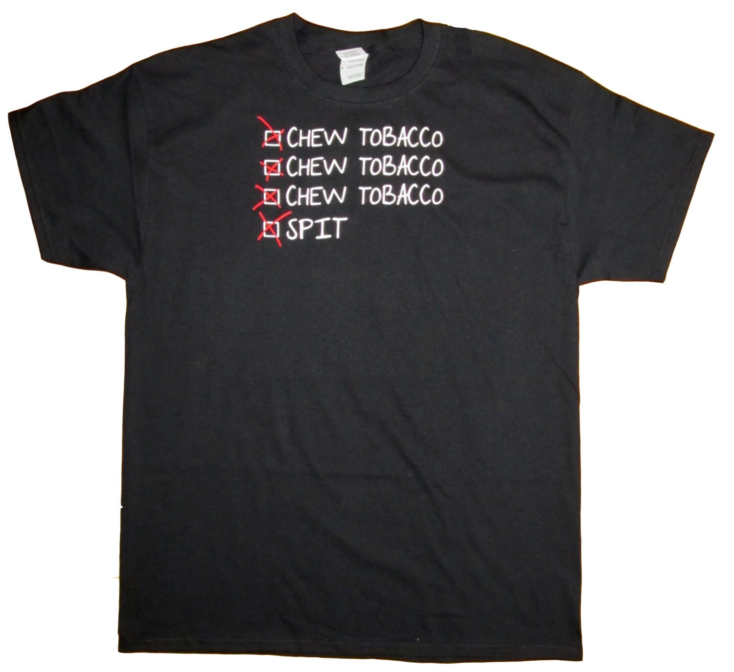 Chew Tobacco Spit Black T-Shirt (RD-Shirt#050)