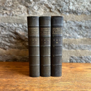 Chambers&#39;s Cyclopaedia: Antique Green Leather Book Set - Home Decor