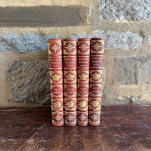 Schiller&#39;s Works: Antique Red Leather Book Set, 1883