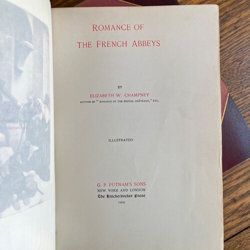 Romances by Elizabeth Campney -Burgundy Leather Set of Three Books - shops Home Decor - Book Props