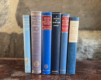 Shades of Blue Cloth Bindings - Book Bundle in Six Volumes - Book Props or Decor