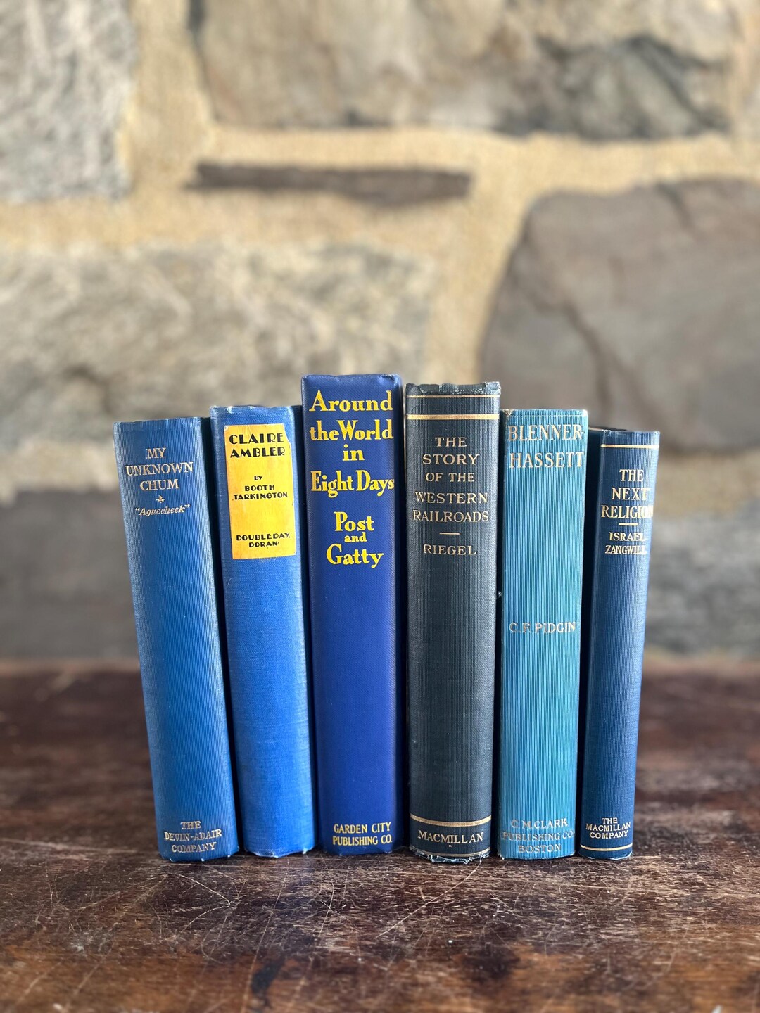 Bookbind Blue Shades of Blue Cloth Bindings - Book Bundle in Six Volumes - Book Props ...