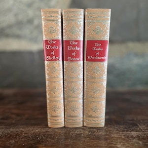 Poets - Tan Decorative Cloth Bindings - Three Volumes - Book Props or Decor