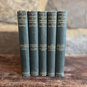 Science - Cloth Bindings - Book Bundle in 5 Volumes - Book Props or Decor Stack