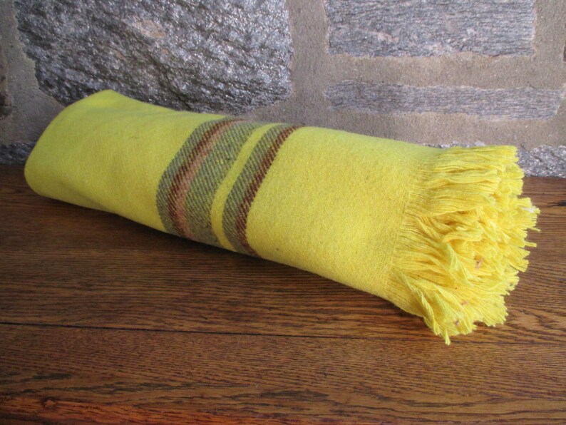 Vintage Yellow Artella Wool Blanket Etsy