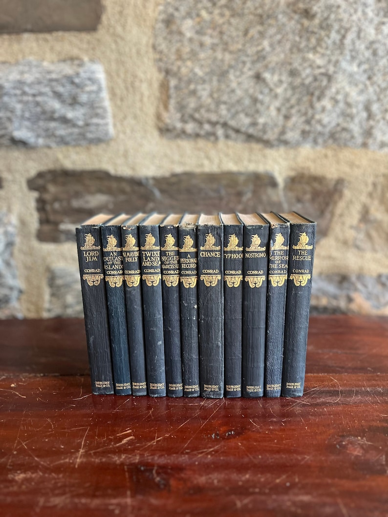 Joseph Conrad - Shabby Black Leather Book Bundle for Decor and More - 11 Volumes image 1