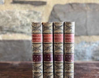 Lord Auckland - in Four Volumes - Black Antique Leather Book Decor - Book Props or Design