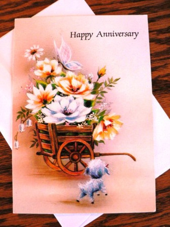Vintage cards HAPPY ANNIVERSARY Card with envelope... | Etsy