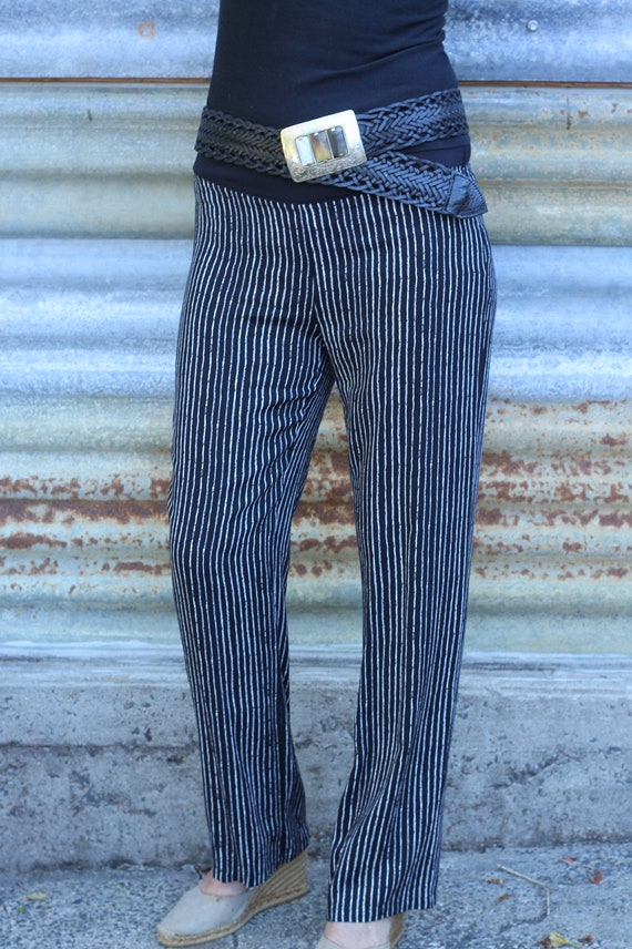 black white striped pants