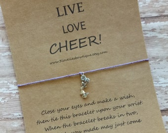 cheer squad gift tie-on anklet CheerLife wish bracelet party favors friendship bracelet cheerleader jewelry gift under 5 team colours
