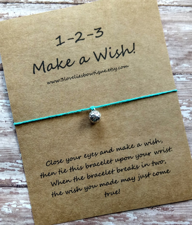 Soccer Wish Bracelet.Wish Bracelet.Soccer Bracelet.Soccer Gift.Wish Bracelets.Soccer Team Gift.Bracelet.Soccer Charm.Charm Bracelet.Gift