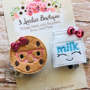 BFF Badge Reel Set: Feltie Cookie & Milk Badge Holders