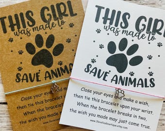 Veterinarian Wish Bracelet | Paw Print Charm, Vet Tech Gift