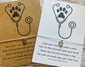 Veterinarian Gift: Paw Print Wish Bracelet