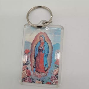 Schlüsselanhänger - Engel Jungfrau Maria, Jesuskind, Heiliger Josef, rechteckiger Kunststoff, Glaube Kirche Christian
