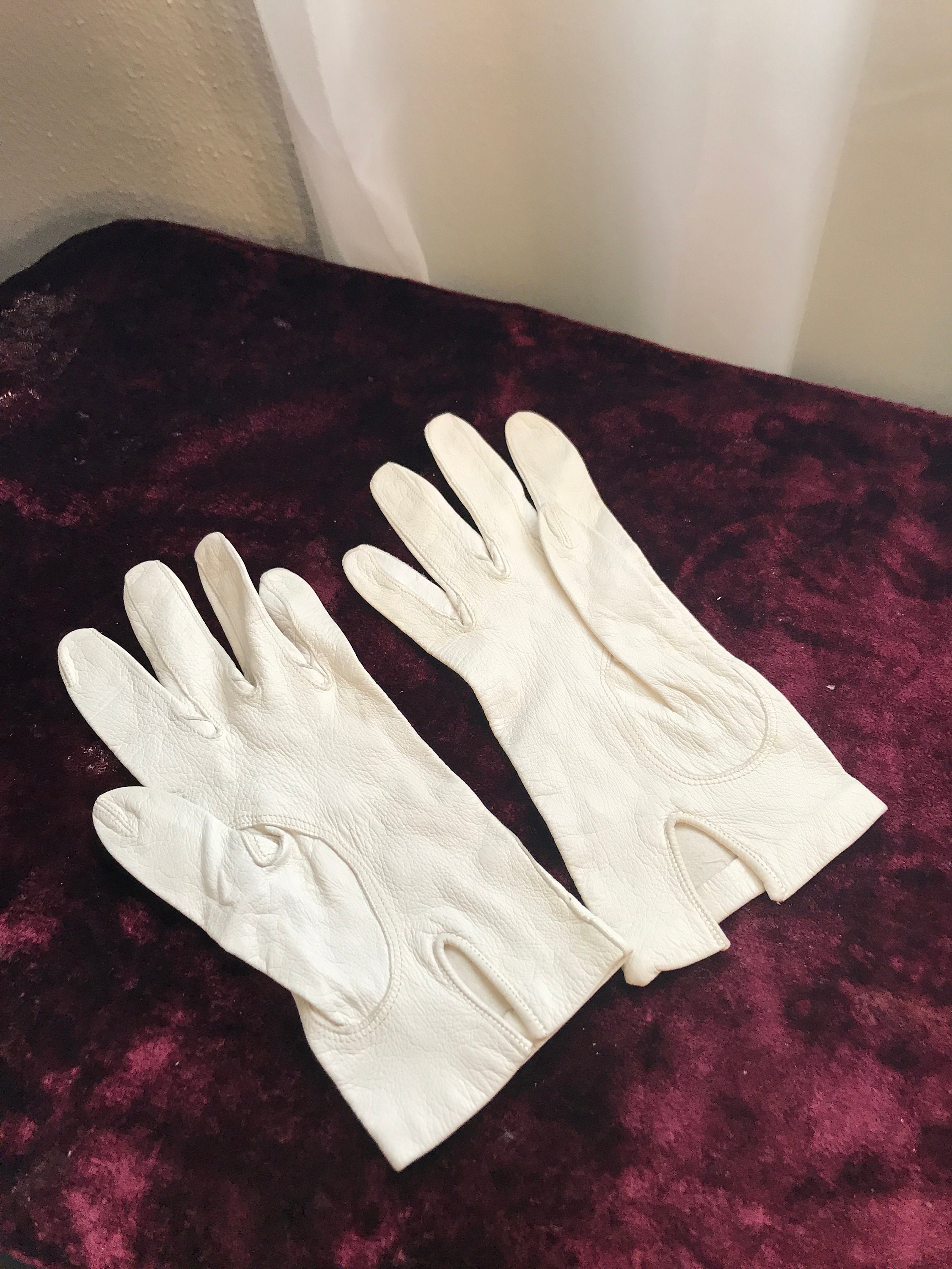 Vintage Kid Leather Fancy Dress Gloves Off White Etsy