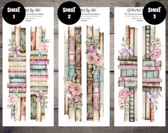 Book Border with Flower Washi Deco | Bullet Journal Stickers | Planner Stickers | Bujo Stickers | Journaling | Erin Condren, Kikki-K, HP