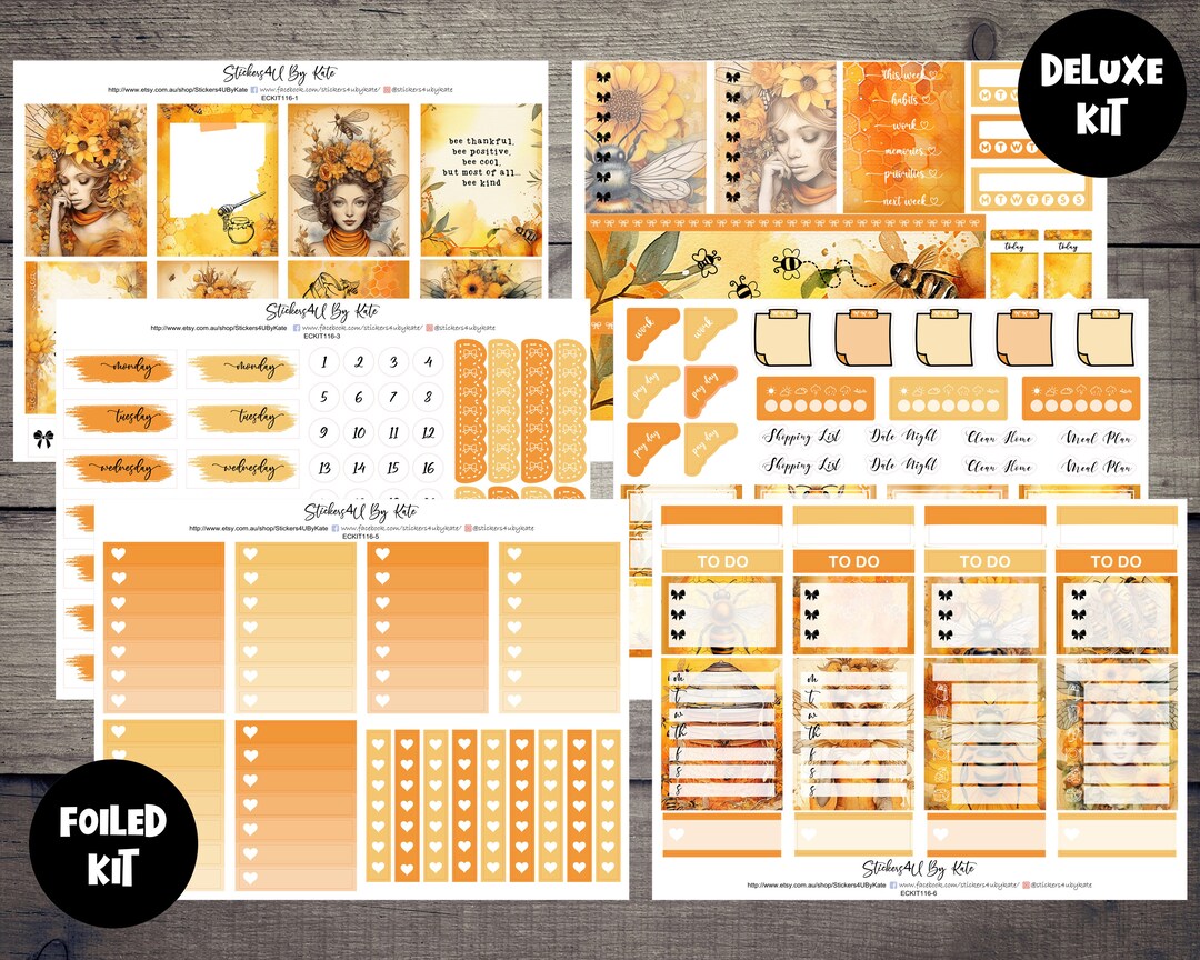 Bee Queen | Foiled Weekly Vertical Planner Stickers Kit | Individual ...