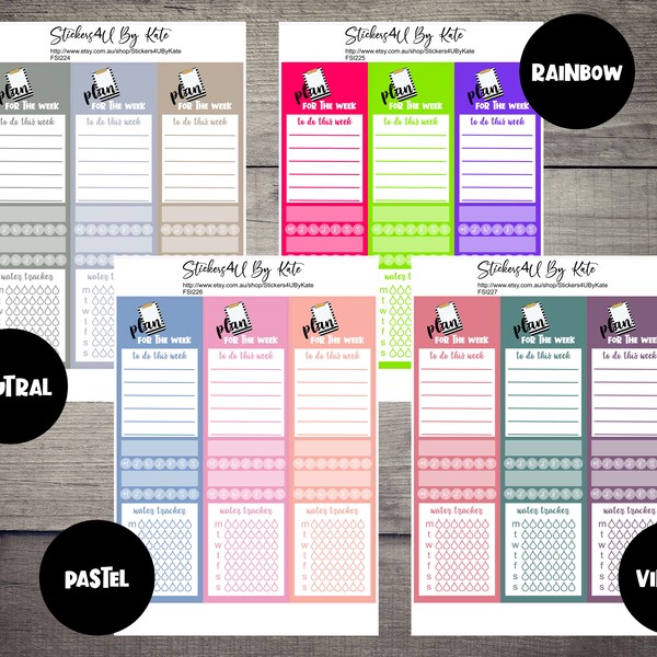 Weekly Plan Sidebar Planner Sticker | Weekly Trackers | Rainbow | Pastel | Neutral | Vintage | Erin Condren, Kikki-K, Happy Planner and More