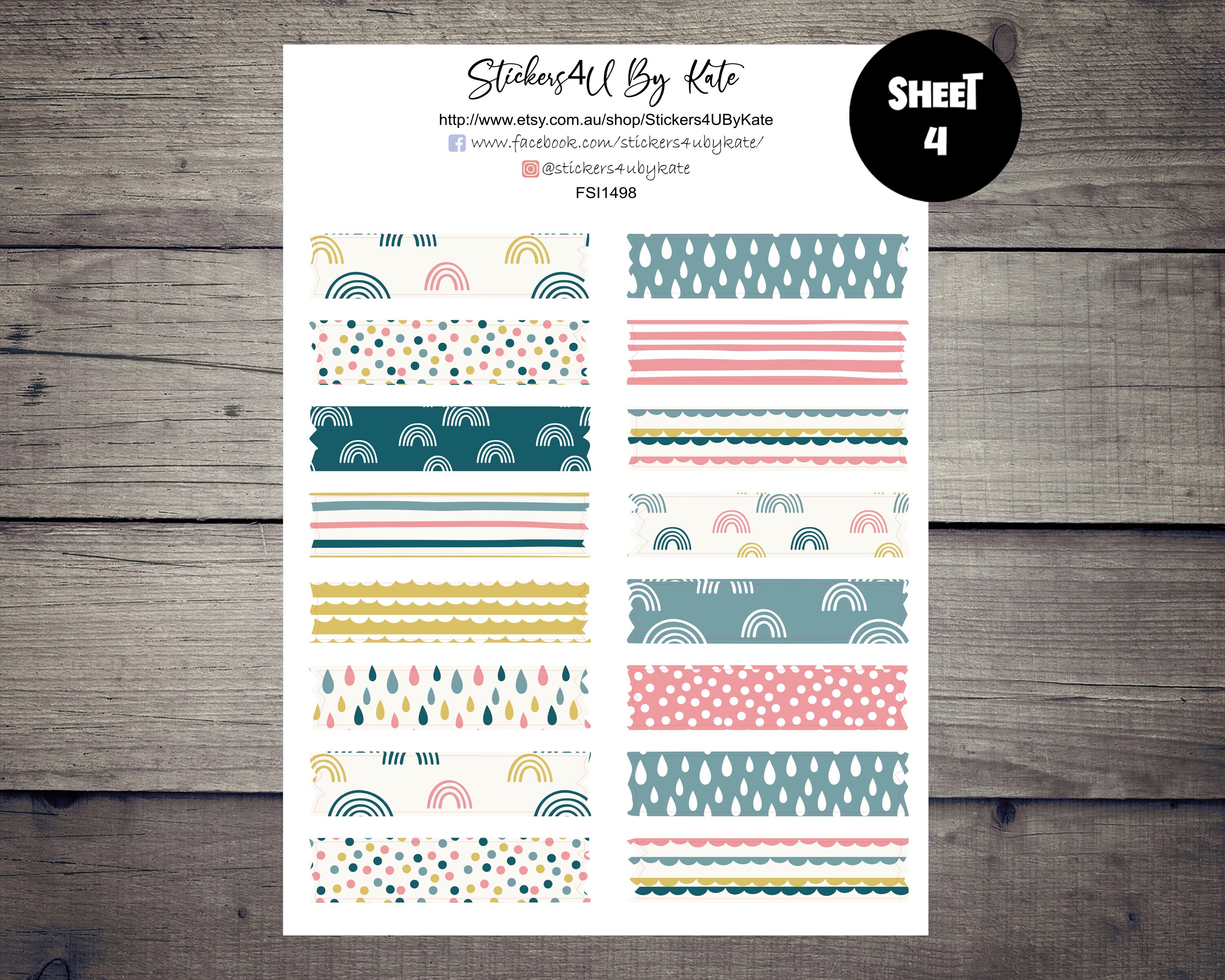 Boho Summer Washi Tape Sticker Sheet | Decorative Sticker | Aesthetic ...