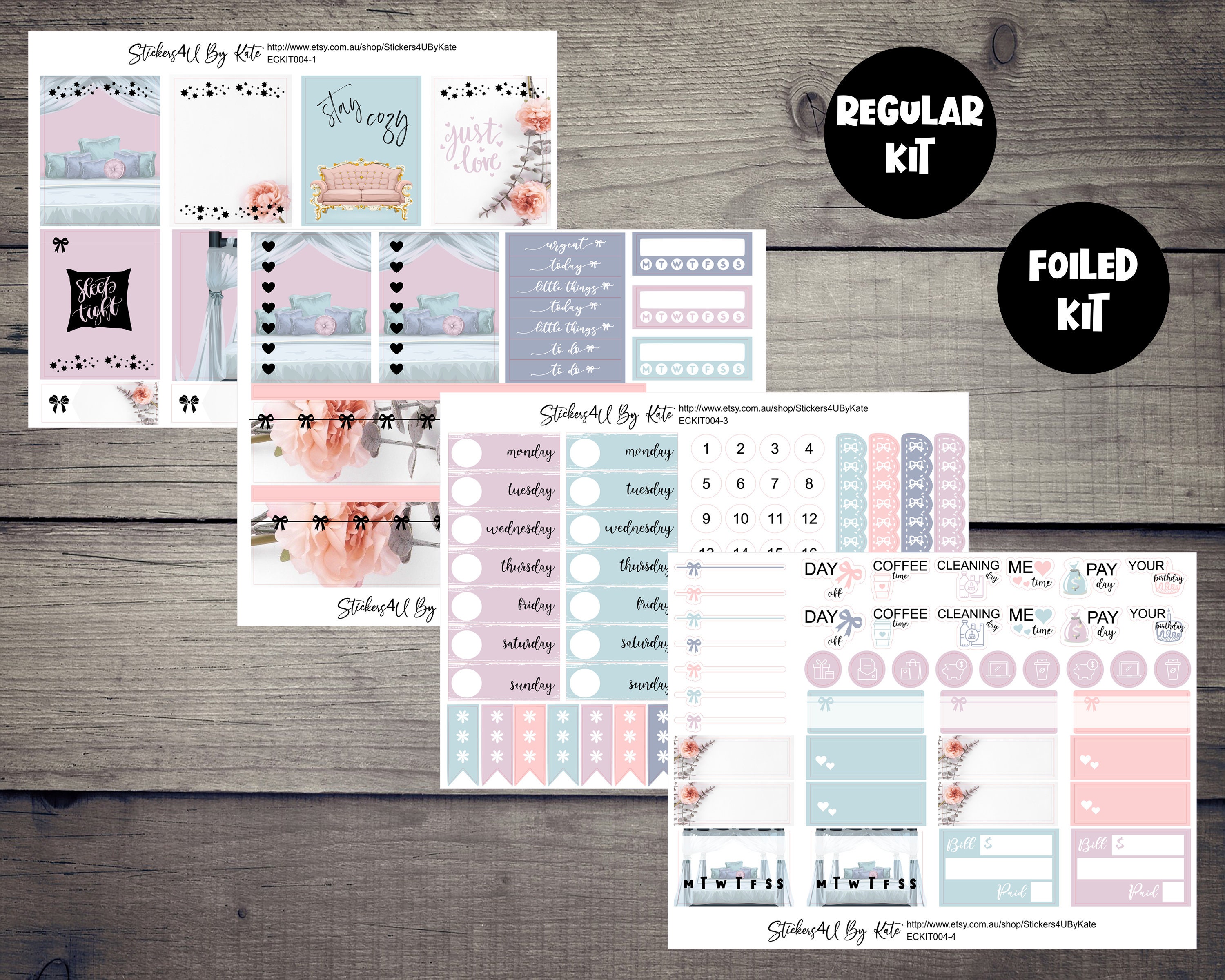Stay Cozy | Foiled Weekly Vertical Planner Stickers Kit | Individual ...