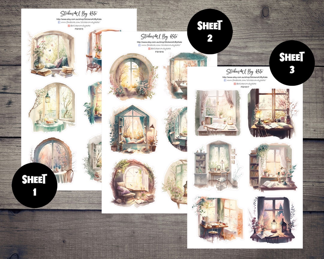 Reading Nook Deco Sticker Sheet | Planner Stickers | Bujo Stickers ...