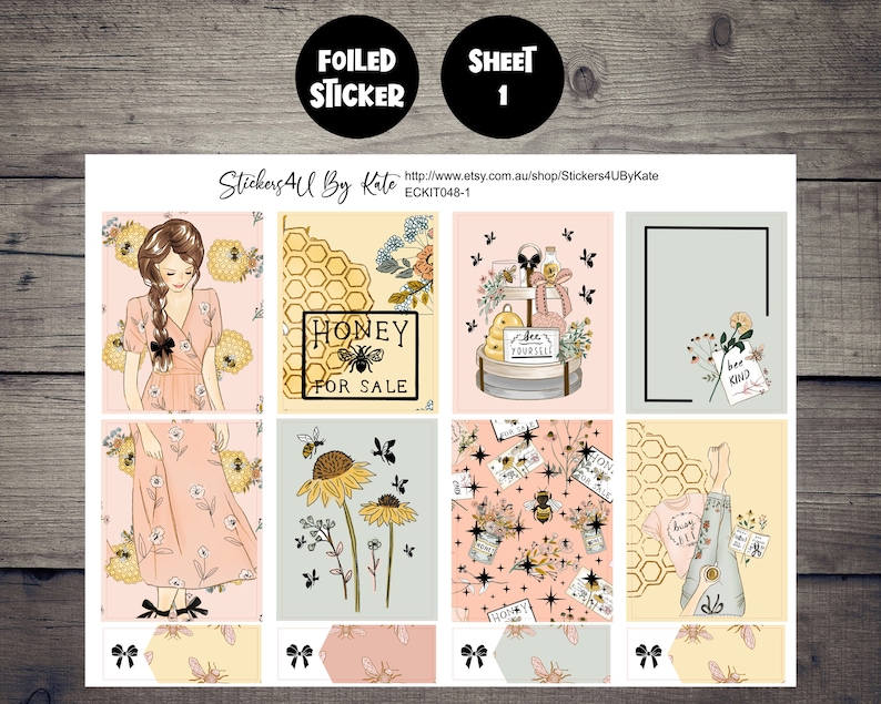 Bee Honey | Foiled Weekly Vertical Planner Stickers Kit | Individual ...