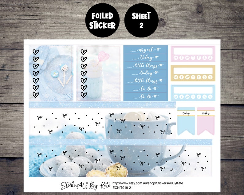 Cozy Winter | Foiled Weekly Vertical Planner Stickers Kit | Individual ...