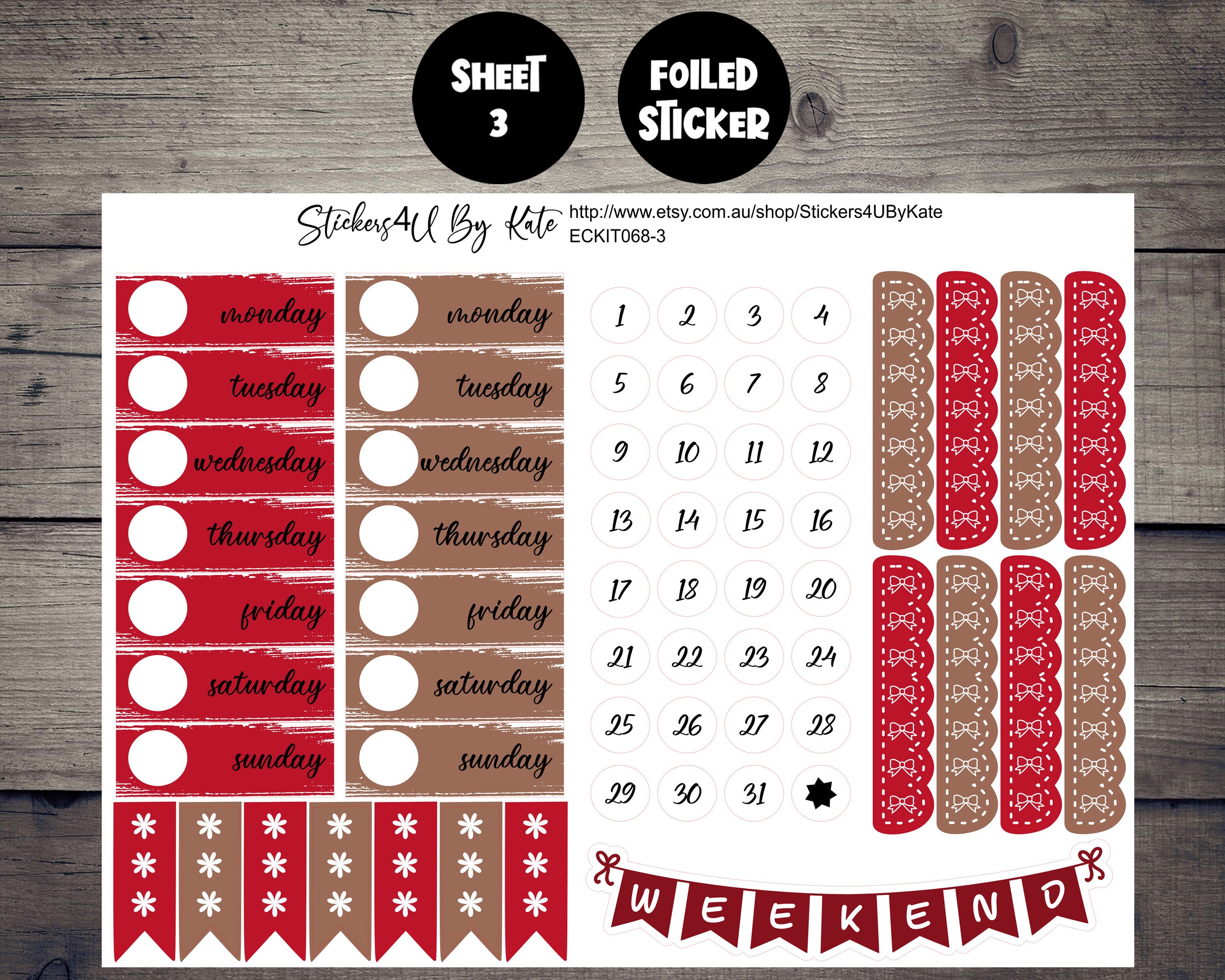 Red Hot Summer | Foiled Weekly Vertical Planner Stickers Kit ...