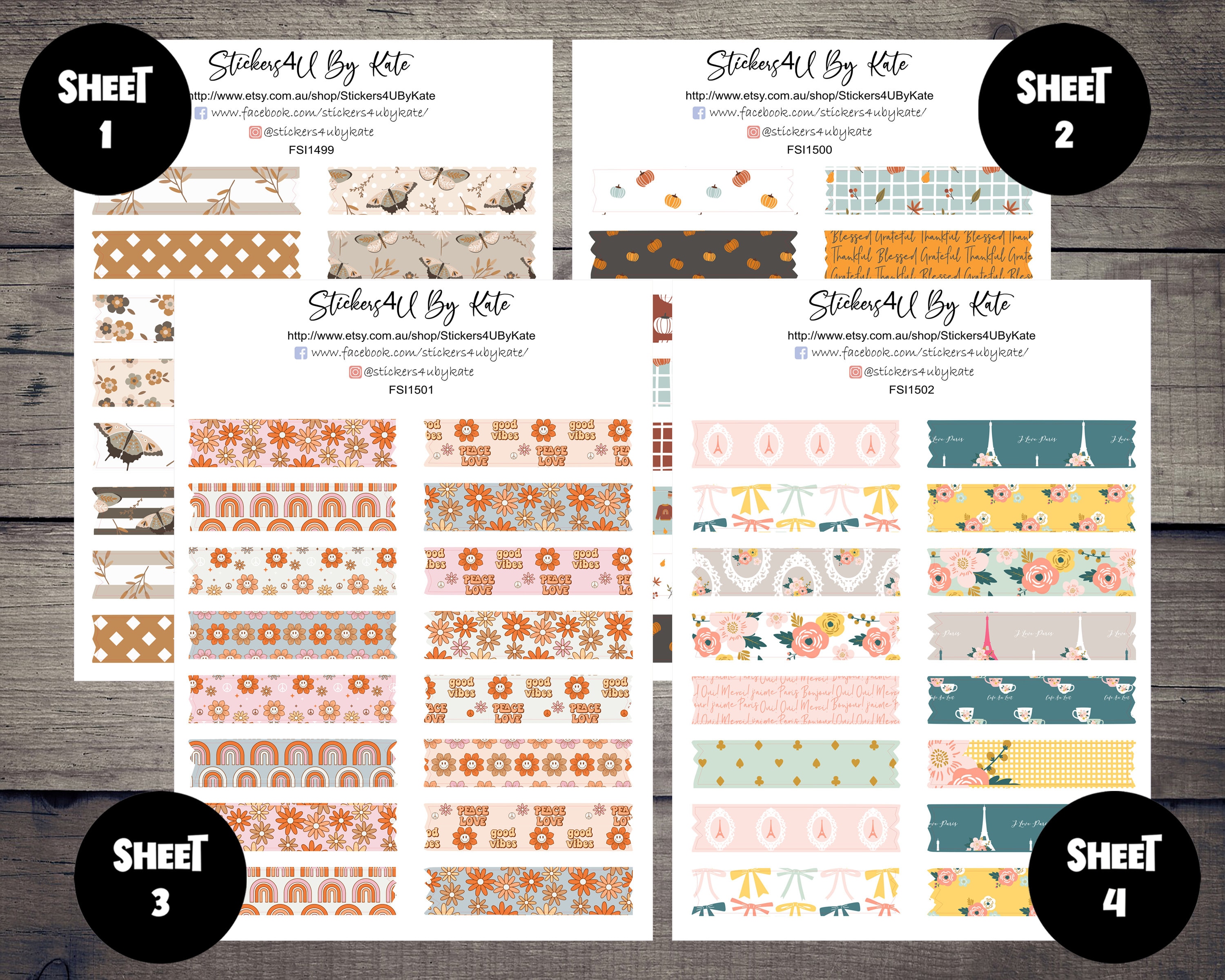 Boho Rainbow Washi Tape Sticker Sheet | Decorative Sticker | Aesthetic ...