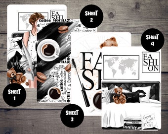 Fashion Coffee Girl Planer Dashboard | HP, A5, B6, Personal Planner Dashboard für Ringplaner, Journals, Scrapbooking, TNs / Foxy Fix