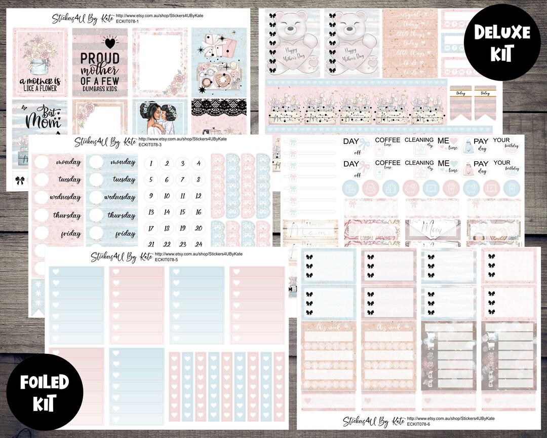 I Love You Mum | Foiled Weekly Vertical Planner Stickers Kit ...