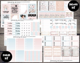 I Love You Mum | Foiled Weekly Vertical Planner Stickers Kit | Individual sheets or full kit | EC PLanner, Kikki-K, Happy Planner and More