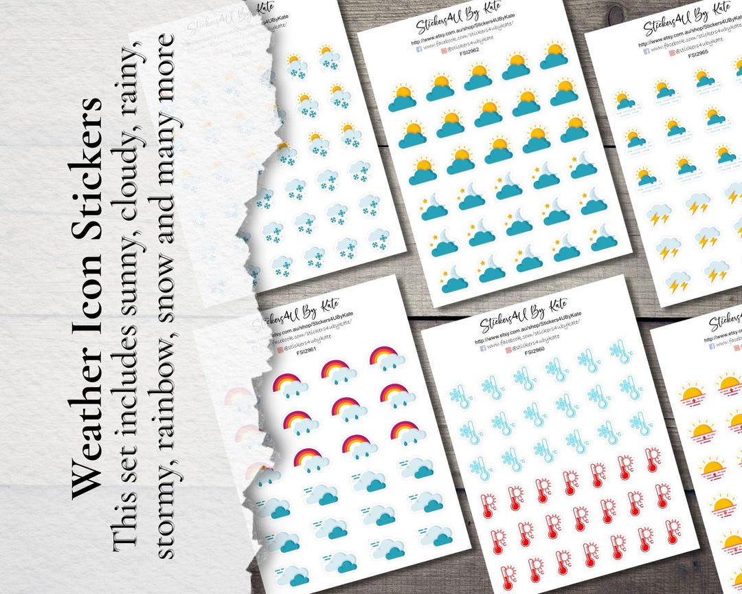 Weather Icon Planner Stickers | Forecast Stickers - Etsy