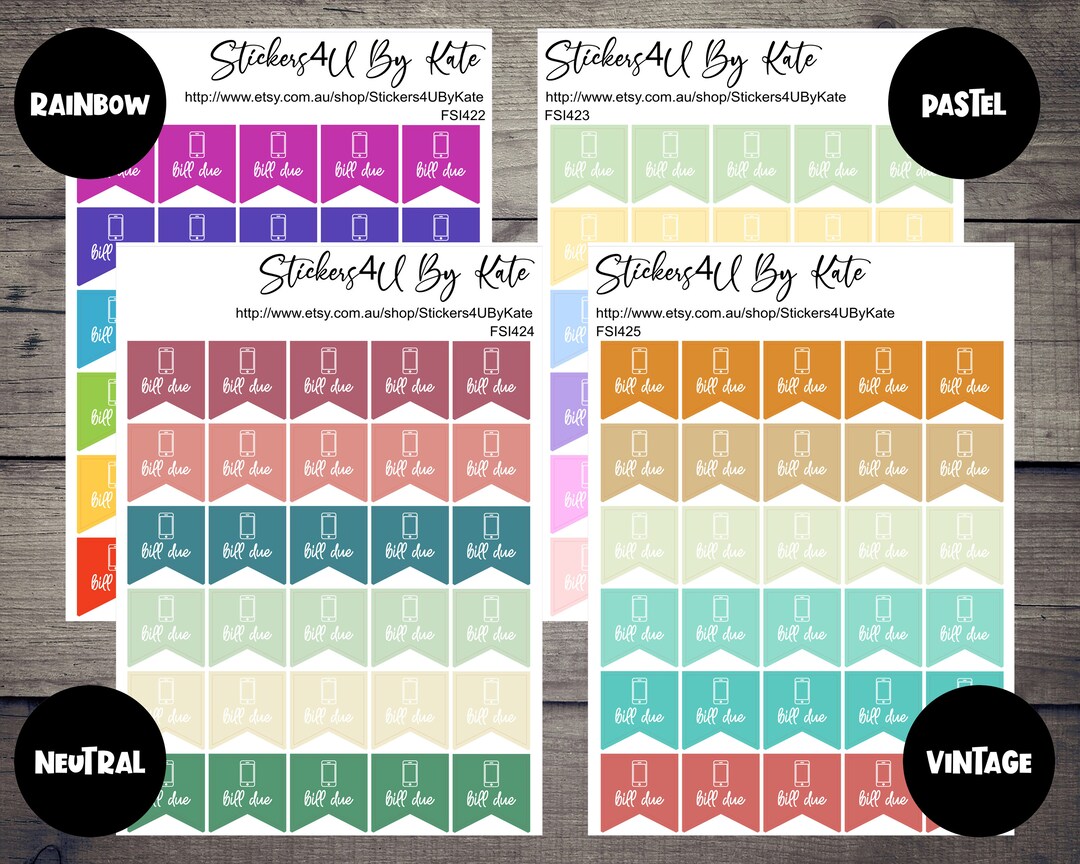 Mobile Payment Due Planner Stickers | Bill Pay Reminders - Etsy