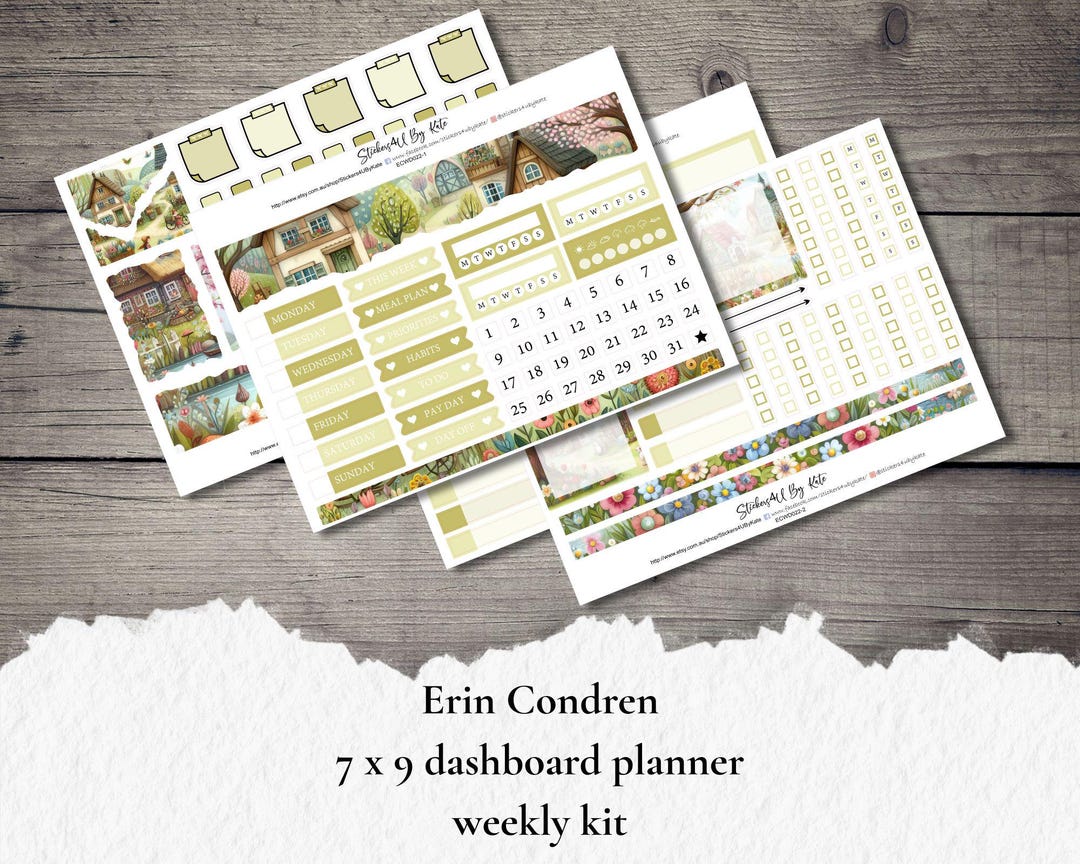 Spring Garden | Erin Condren 7x9 Dashboard Planner Weekly Kit ...