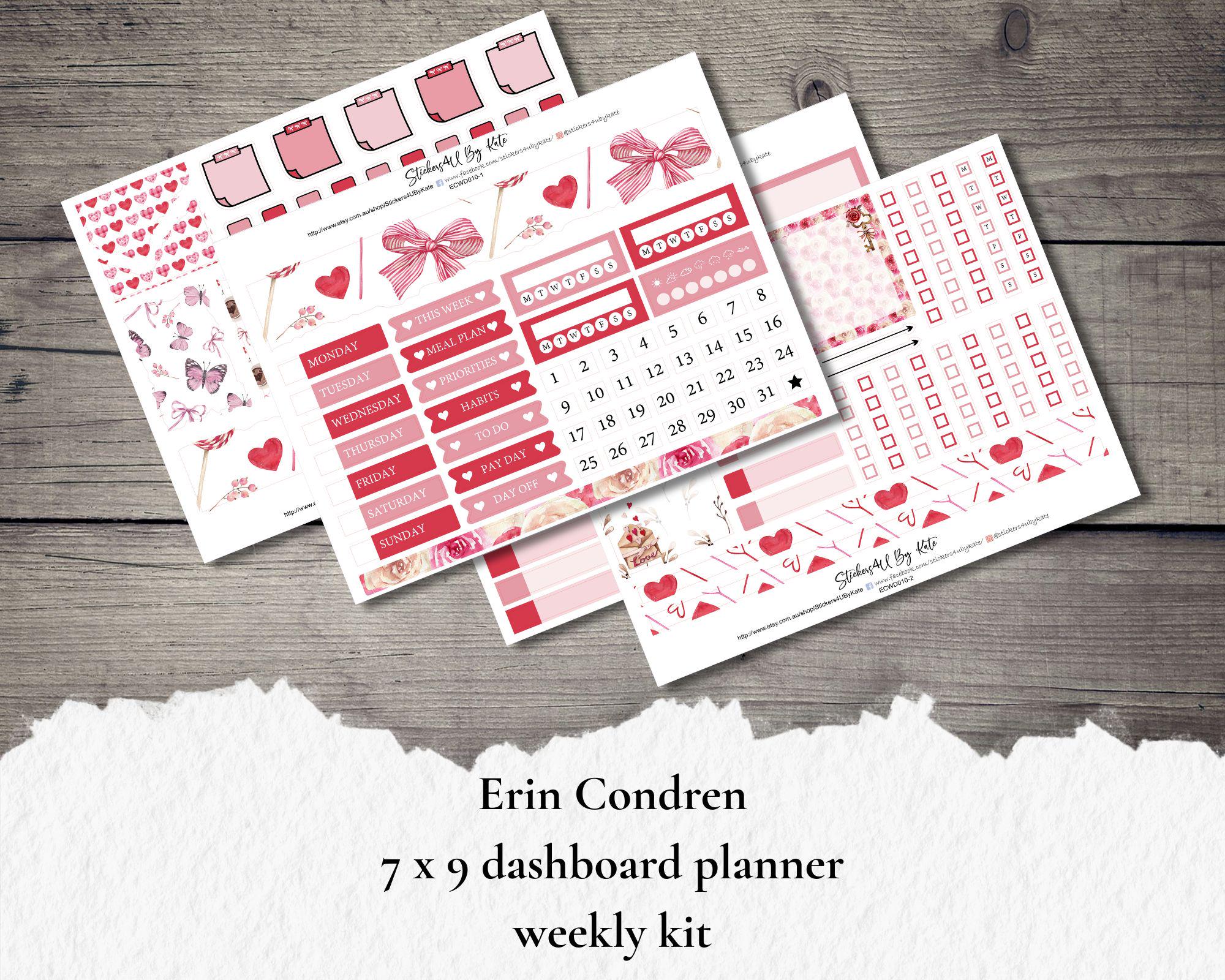 Be Mine | Erin Condren 7x9 Dashboard Planner Weekly Kit | Functional ...