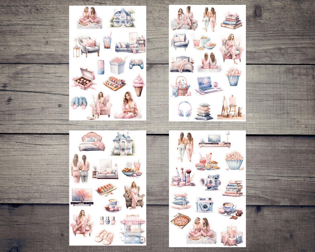 Cozy Girls Night Deco Washi Stickers Pack | Die Cut for Planners ...