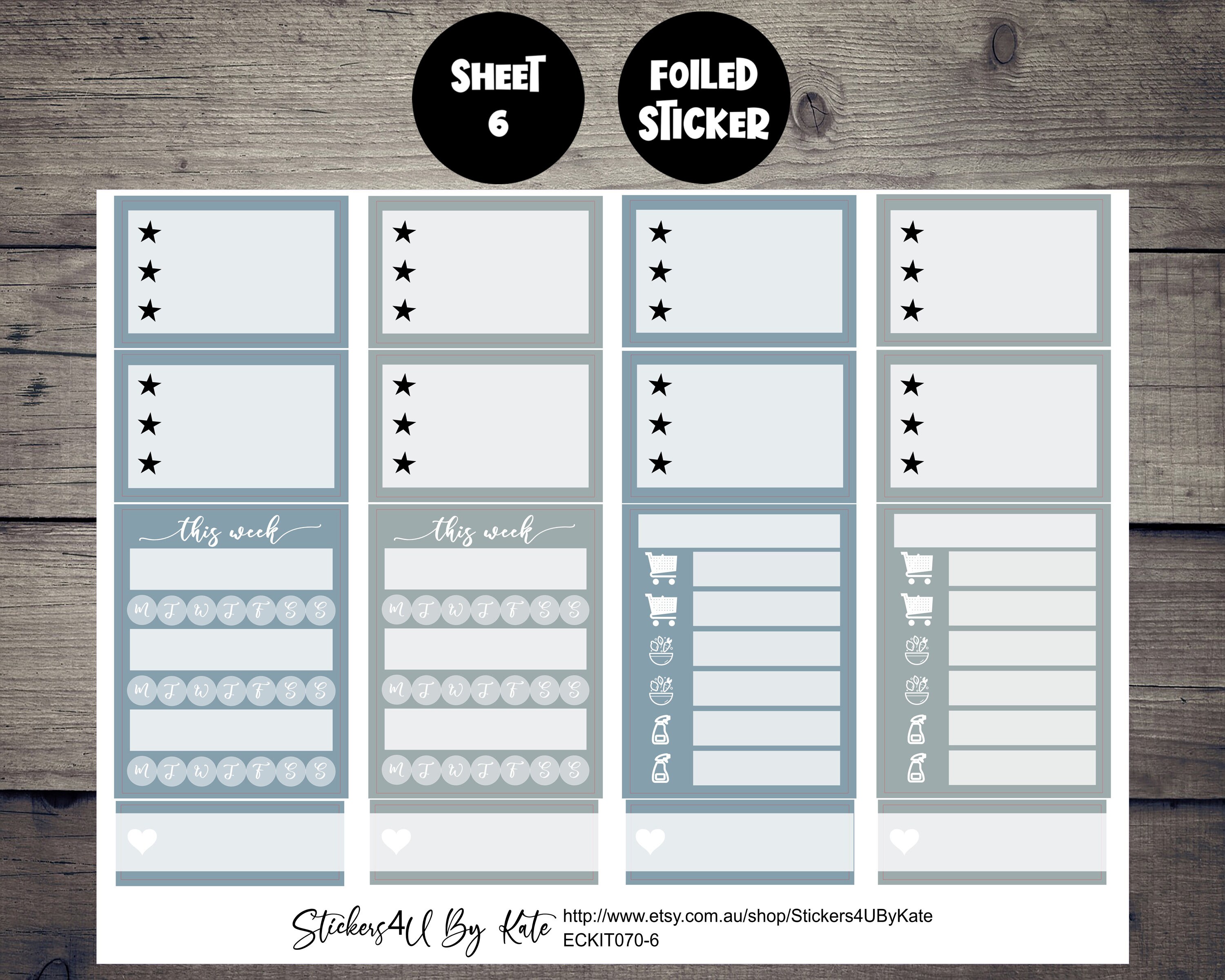 Marine | Foiled Weekly Vertical Planner Stickers Kit | Individual ...