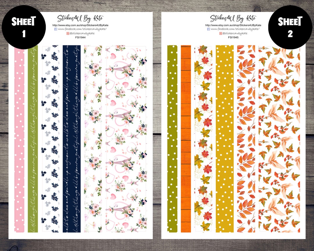 Floral Washi Strip Stickers | Washi Planner Stickers | Bullet Journal ...