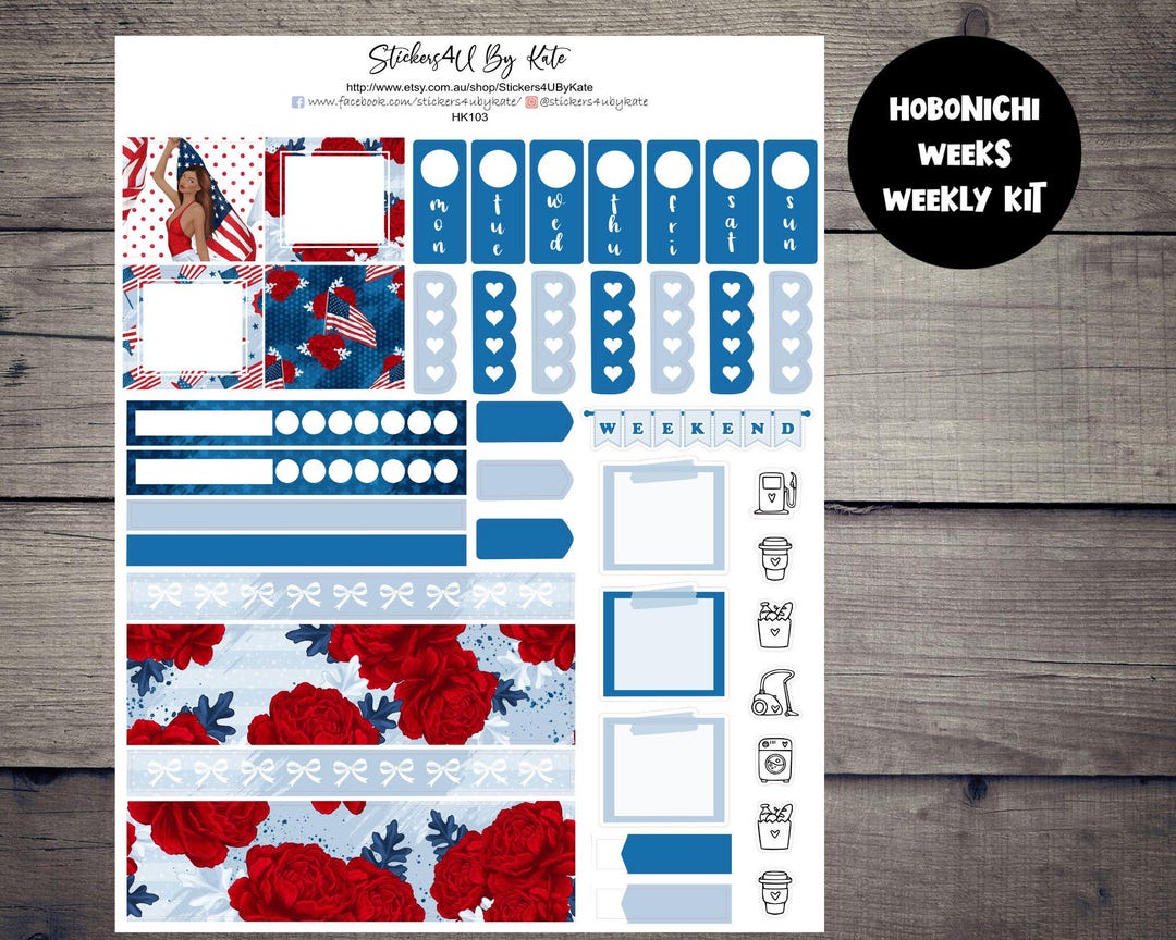 4th of July | Hobonichi Weeks Weekly Sticker Kit | Hobonichi Weeks ...