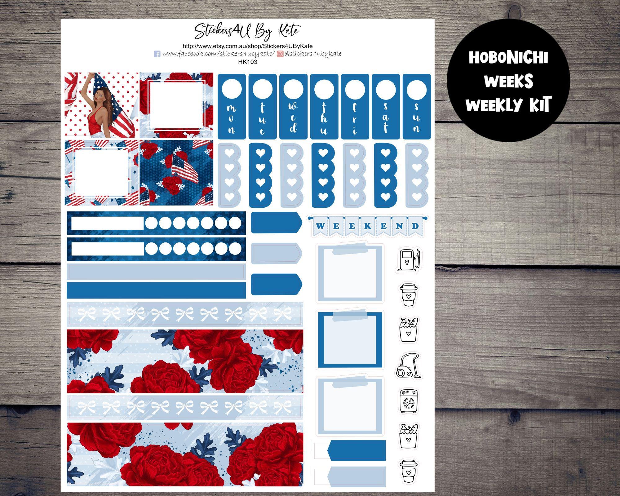 4th of July | Hobonichi Weeks Weekly Sticker Kit | Hobonichi Weeks ...