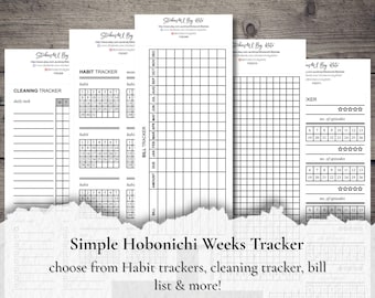 Simple Hobonichi Weeks Yearly Tracker | Bill Tracker | TV Series Tracker | Period Tracker | Cleaning Tracker | Habit Tracker