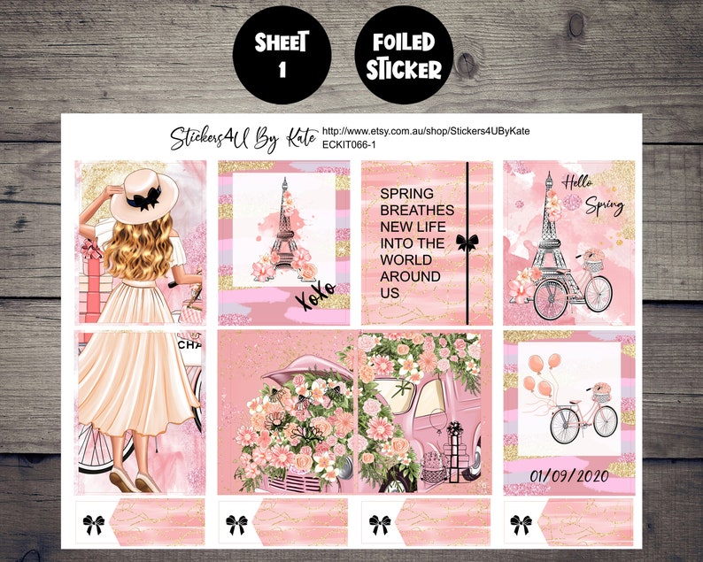 Spring is Here | Foiled Weekly Vertical Planner Stickers Kit ...