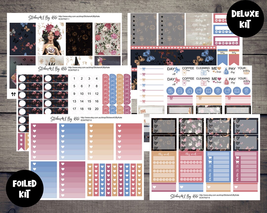 The Witch | Weekly Vertical Planner Stickers Kit | Individual Sheets or ...