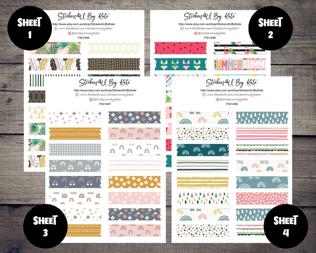 Boho Summer Washi Tape Sticker Sheet | Decorative Sticker | Aesthetic ...